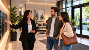 Modern Lobby Tour with Prospective Renters